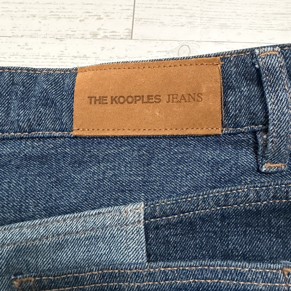 The Kooples Paris Patchwork Denim Mini Skirt Frayed Edge Size 2 - Picture 3 of 7